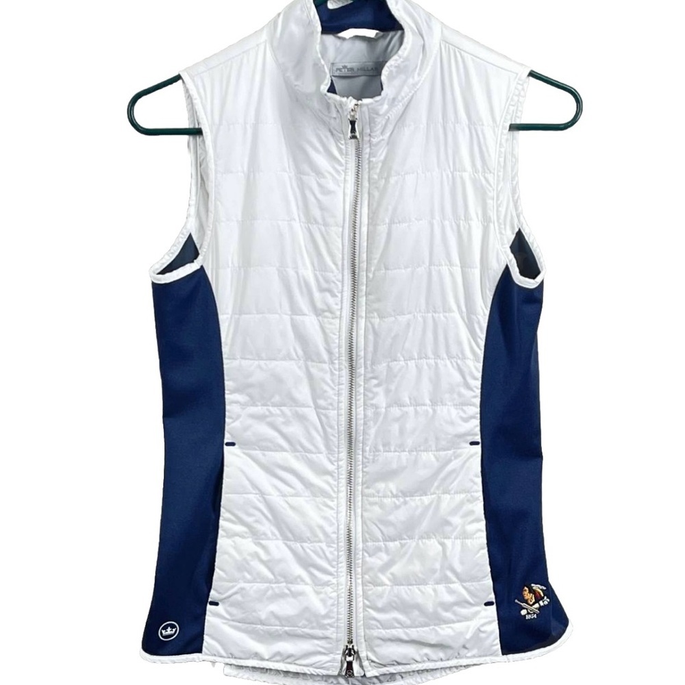 Women's Peter Millar White Lizzie Hybrid Full-Zip Vest XS Indian‎ Logo Gorpcore